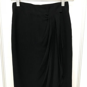 Tahari Black Silk Chiffon Side Pleated Wrap Skirt